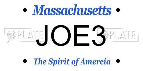 JOE3 Massachusetts License Plate