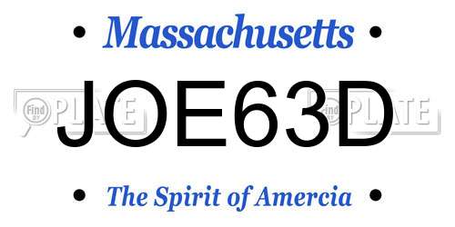JOE63D Massachusetts License Plate