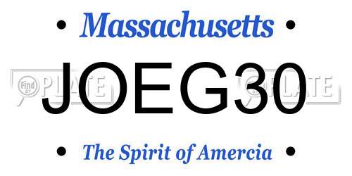 JOEG30 Massachusetts License Plate
