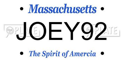 JOEY92 Massachusetts License Plate
