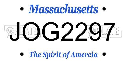 JOG2297 Massachusetts License Plate