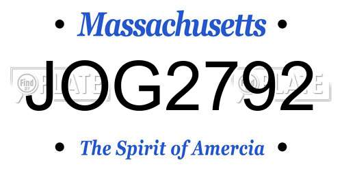 JOG2792 Massachusetts License Plate