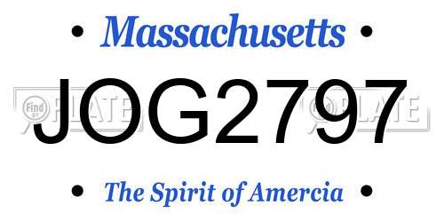 JOG2797 Massachusetts License Plate