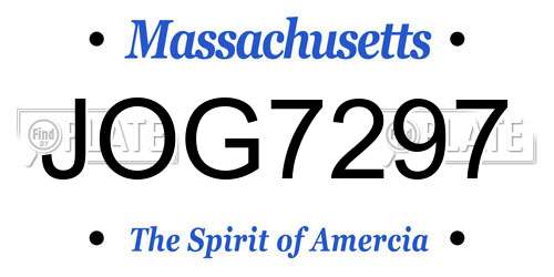JOG7297 Massachusetts License Plate