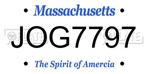 JOG7797 Massachusetts License Plate