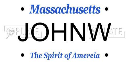 JOHNW Massachusetts License Plate