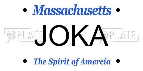JOKA Massachusetts License Plate