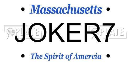 JOKER7 Massachusetts License Plate
