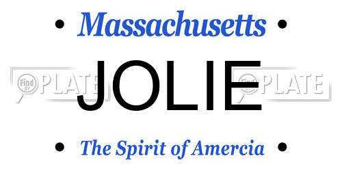 JOLIE Massachusetts License Plate