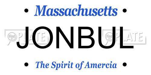 JONBUL Massachusetts License Plate