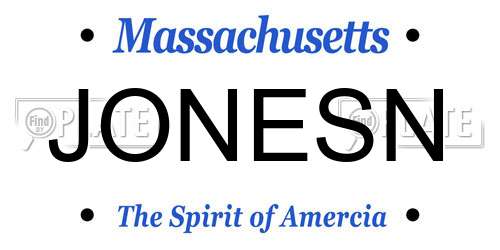 JONESN Massachusetts License Plate