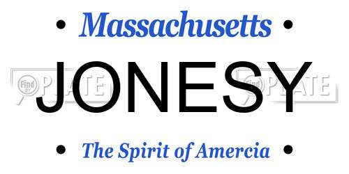 JONESY Massachusetts License Plate
