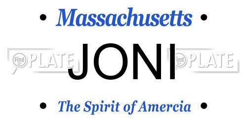 JONI Massachusetts License Plate