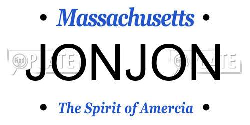 JONJON Massachusetts License Plate