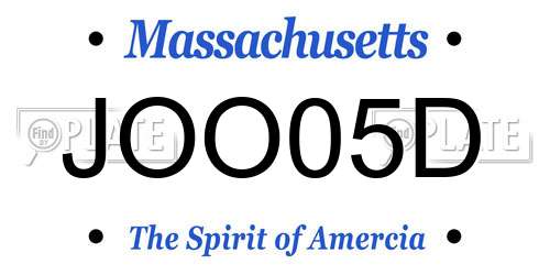 JOO05D Massachusetts License Plate