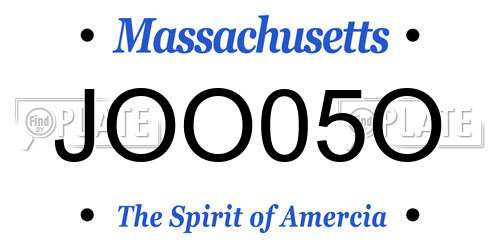 JOO05O Massachusetts License Plate