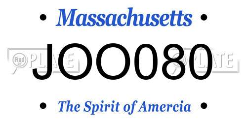 JOO080 Massachusetts License Plate
