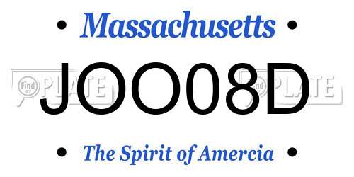 JOO08D Massachusetts License Plate