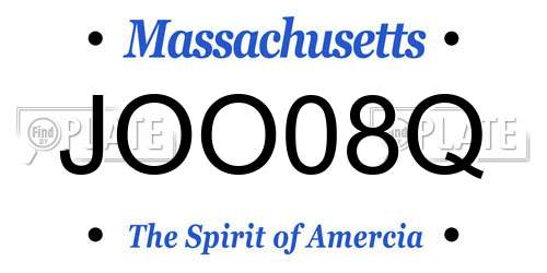 JOO08Q Massachusetts License Plate
