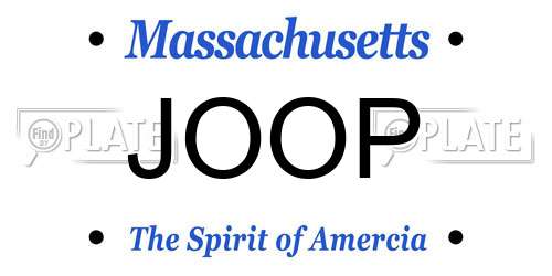 JOOP Massachusetts License Plate