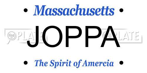 JOPPA Massachusetts License Plate