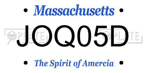 JOQ05D Massachusetts License Plate