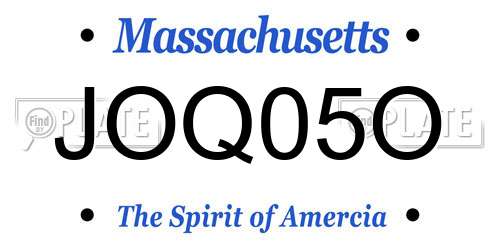 JOQ05O Massachusetts License Plate
