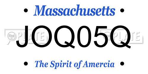 JOQ05Q Massachusetts License Plate