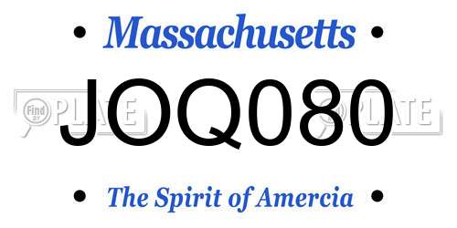 JOQ080 Massachusetts License Plate