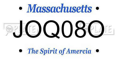 JOQ08O Massachusetts License Plate