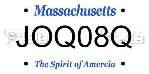 JOQ08Q Massachusetts License Plate