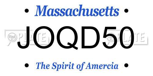 JOQD50 Massachusetts License Plate