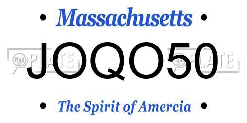 JOQO50 Massachusetts License Plate