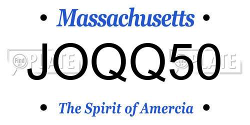 JOQQ50 Massachusetts License Plate