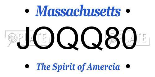 JOQQ80 Massachusetts License Plate