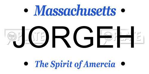 JORGEH Massachusetts License Plate