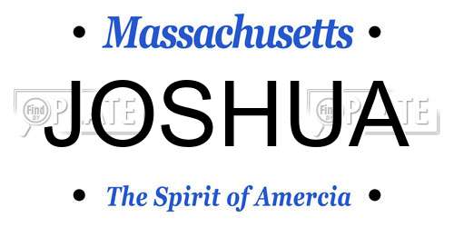 JOSHUA Massachusetts License Plate