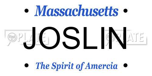 JOSLIN Massachusetts License Plate