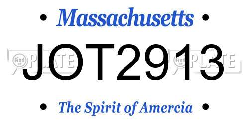JOT2913 Massachusetts License Plate