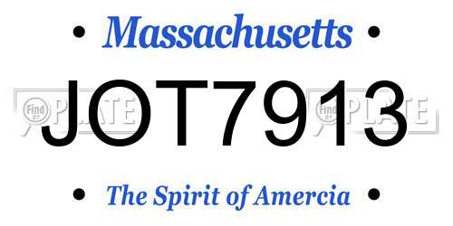 JOT7913 Massachusetts License Plate