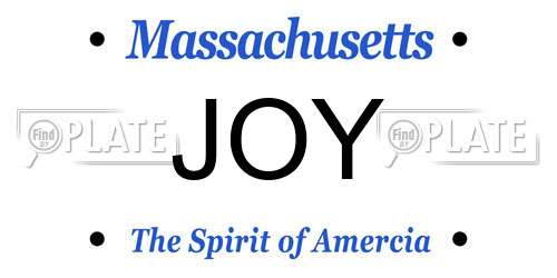 JOY Massachusetts License Plate