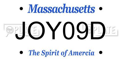 JOY09D Massachusetts License Plate