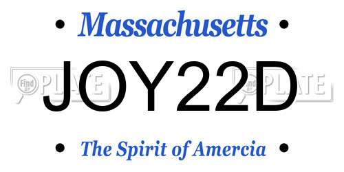 JOY22D Massachusetts License Plate