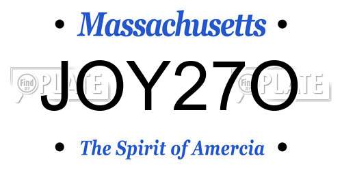 JOY27O Massachusetts License Plate
