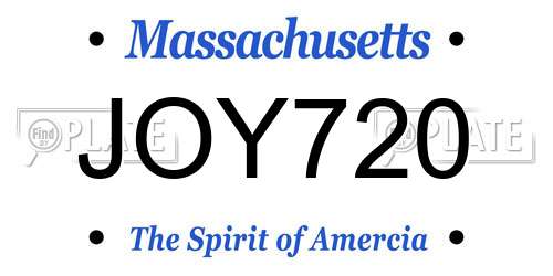 JOY720 Massachusetts License Plate