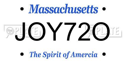 JOY72O Massachusetts License Plate