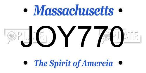 JOY770 Massachusetts License Plate