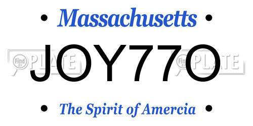 JOY77O Massachusetts License Plate