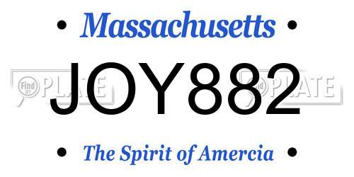 JOY882 Massachusetts License Plate