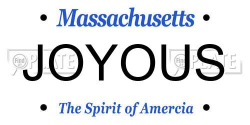 JOYOUS Massachusetts License Plate